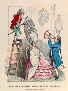 El peinado a la escala, caricatura del siglo XVIII - colección privada