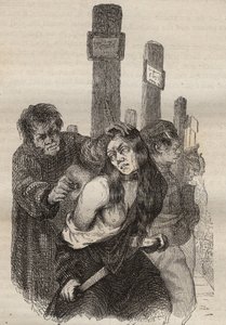 La marca en el bagne de Rochefort en el siglo XIX. Grabado en "Histoire des bagnes depuis leur création à nos jours" (1877) por Pierre Zaccone (1817-1895). Colección privada de Anonymous Anonymous