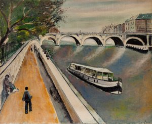 El nuevo puente en París en 1950 - pintura anónima de Anonymous Anonymous