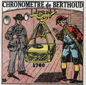 Tiempo: cronómetro marino inventado por Ferdinand Berthoud (1727-1807) en 1760. Ilustración anónima de 1925. Colección privada.