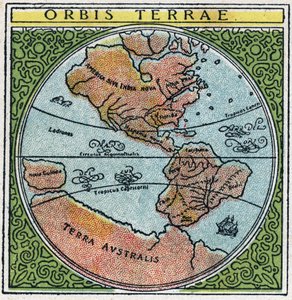 Tiempo: orbis terrae. El globo con Ecuador y los trópicos. Ilustración anónima de 1925. Colección privada.