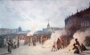El zar Nicolás I y sus soldados durante el 14 de diciembre