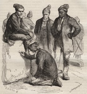 Tipos de galerías del bagne de Brest en el siglo XIX. Grabado en "Histoire des bagnes depuis leur création à nos jours" (1877) por Pierre Zaccone (1817-1895). Colección privada