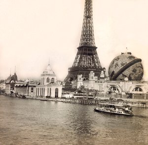 Exposición Universal de 1900 en París: El Globo Celestial y la Torre Eiffel - colección privada de Anonymous Anonymous