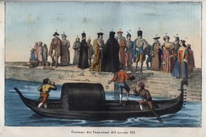 Trajes venecianos del siglo XVI - grabado de “Usi e Costumi di Tutti i Popoli dell