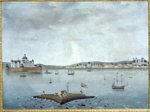 Vista de Kalmar con el castillo de Kalmar, Suecia ... (acuarela) de Anonymous Anonymous
