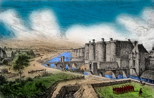 Vista de la Bastilla con sus murallas bajo el reinado del rey Carlos V el Sabio (1338-1380)