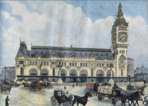 Vista de la Gare de Lyon en París en 1902. Grabado en "Le Peute Parisien" de Anonymous Anonymous