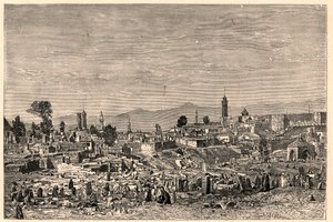 Vista de la ciudad de Erzurum (Erzeroum) en Armenia (ahora Turquía). Grabado en “Les Missions Catholiques au XIXeme Siecle” de Louis-Eugene Louvet. Colección privada. de Anonymous Anonymous