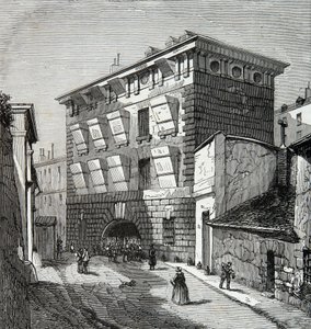 Vista de la antigua prisión de La Force, rue du roi de Sicily en París en el siglo XIX, grabado, colección privada de Anonymous Anonymous
