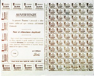 Primera Guerra Mundial: boletos de racionamiento para pan, mantequilla, azúcar y arroz (impresión, c.1914-1918) de Anonymous Anonymous