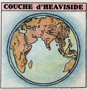 Telegrafía inalámbrica: capa de Heaviside, una capa de la atmósfera terrestre que contiene electrones, en un estado más o menos libre