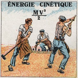 Trabajo y potencia: cálculo de la energía cinética. Ilustración anónima de 1925. Colección privada.