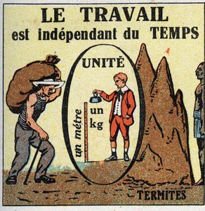 Trabajo y potencia: el trabajo depende del tiempo. Ilustración anónima de 1925. Colección privada. de Anonymous Anonymous