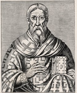 Retrato de Dionisio el Areopagita - Retrato de San Denys el Areopagita (siglo I), obispo griego - Grabado después de una ilustración de la “Vida de Hombres Ilustres” por Thevet - En “Les Missions Catholiques au XIXeme Siecle” por Louis-Eugene Louvet de Anonymous Anonymous