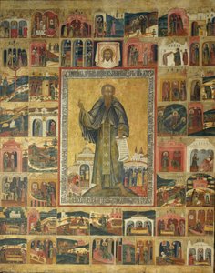 San Cirilo del Lago Blanco con Escenas de Su Vida, siglo XVII de Anonymous Russian icon painter