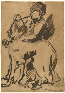Un Niño Sosteniendo a su Perro de Anonymous artist after Edouard Manet