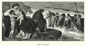 Despedida de Medea: escena de la tragedia griega antigua Medea de Eurípides, basada en la leyenda de Medea y Jasón de Anselm Feuerbach