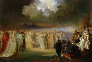 Frédéric Chopin (1810-49) en concierto en el Hotel Lambert, París, 1840 de Antar Teofil Kwiatowski