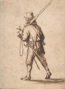 Un mosquetero caminando, visto desde atrás, siglo XVII de Anthonie Palamedesz