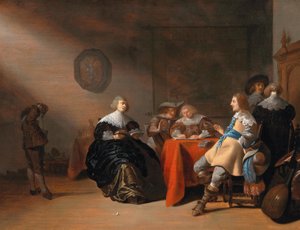 Un interior con una compañía conversando en una mesa