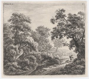Un viajero y su perro, siglo XVII de Anthonie Waterloo