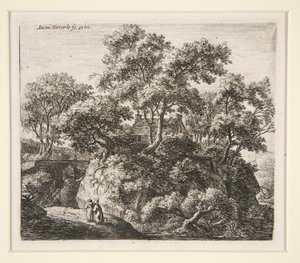 paisaje con dos ermitaños de Anthonie Waterloo