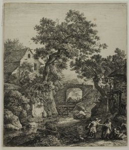Paisaje con Séfora y su hijo, de Seis paisajes del Antiguo Testamento de Anthonie Waterloo