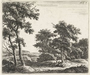 Pastores descansando bajo un árbol Paisajes con árboles (título de serie) de Anthonie Waterloo