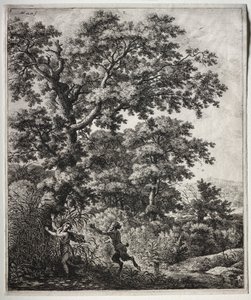 Seis grandes paisajes verticales con escenas de las Metamorfosis de Ovidio: Pan y Siringa de Anthonie Waterloo