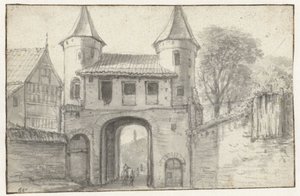 La puerta de la ciudad de Hamburgo (?), vista desde el interior de Anthonie Waterloo