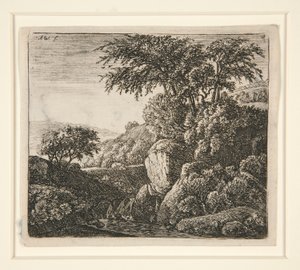La Pequeña Cascada, de un conjunto de 4 aguafuertes, B. 3-6 de Anthonie Waterloo