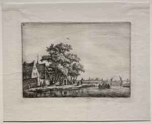 Doce paisajes: Placa B, El cementerio junto al canal de Anthonie Waterloo