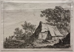 Doce paisajes: Placa I, El pequeño caserío de Anthonie Waterloo