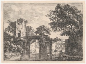 Dos puentes de piedra, siglo XVII de Anthonie Waterloo