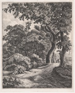 Dos viajeros descansando en el bosque, siglo XVII de Anthonie Waterloo