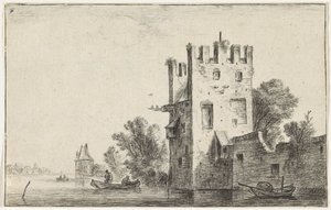 Torre cuadrada sobre el agua Paisajes con edificios (título de la serie)
