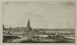 Vista de una ciudad holandesa (Rhenan) de Anthonie Waterloo