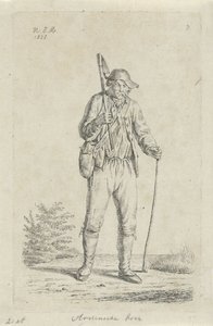 Granjero de las Ardenas con azada Agricultor de las Ardenas (título sobre el objeto) Agricultoras y agricultoras del Reino Unido de los Países Bajos (título de la serie) de Anthonie Willem Hendrik Nolthenius de Man