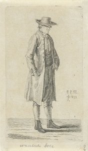 Hombre con la mano en el bolsillo de su chaqueta Granjero valón (título sobre objeto) 12 figuras de estudio (título de la serie) de Anthonie Willem Hendrik Nolthenius de Man