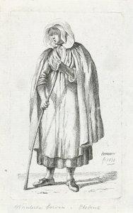Mujer con capa y bastón Esposa de granjero valón (título sobre objeto) de Anthonie Willem Hendrik Nolthenius de Man