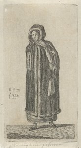 mujer con capa Kortrijk Miss (título sobre el objeto) 12 figuras de estudio (título de la serie) de Anthonie Willem Hendrik Nolthenius de Man