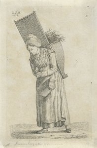Mujer de Luxemburgo con una cesta en la espalda Mujer verde de Luxemburgo (título sobre objeto) Agricultoras y agricultoras del Reino Unido de los Países Bajos (título de la serie) de Anthonie Willem Hendrik Nolthenius de Man