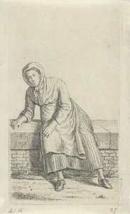 mujer sentada en una pared 12 figuras de estudio (título de la serie) de Anthonie Willem Hendrik Nolthenius de Man