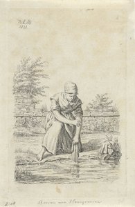 Mujer depiladora de Hainaut Agricultor de Hainaut (título sobre objeto) Agricultoras y agricultoras del Reino Unido de los Países Bajos (título de la serie) de Anthonie Willem Hendrik Nolthenius de Man