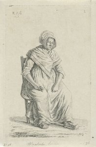 Mujer sentada de granjero de Valonia Esposa de granjero valón (título sobre objeto) Agricultoras y agricultoras del Reino Unido de los Países Bajos (título de la serie)