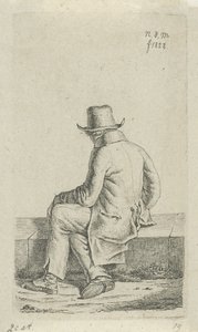 hombre sentado en la pared 12 figuras de estudio (título de la serie) de Anthonie Willem Hendrik Nolthenius de Man
