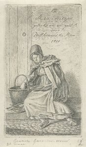 Mujer sentada con cesta y plato Gentsche Shrimp woman (título sobre objeto) 12 figuras de estudio (título de la serie) de Anthonie Willem Hendrik Nolthenius de Man