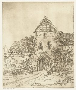 Algunas figuras en una puerta de la ciudad vieja de Anthonie van den Bos