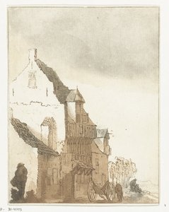 Casa con carretilla frente a la puerta de Anthonie van den Bos
